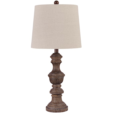 Set of 2 Magaly Brown Faux Wood Table Lamps